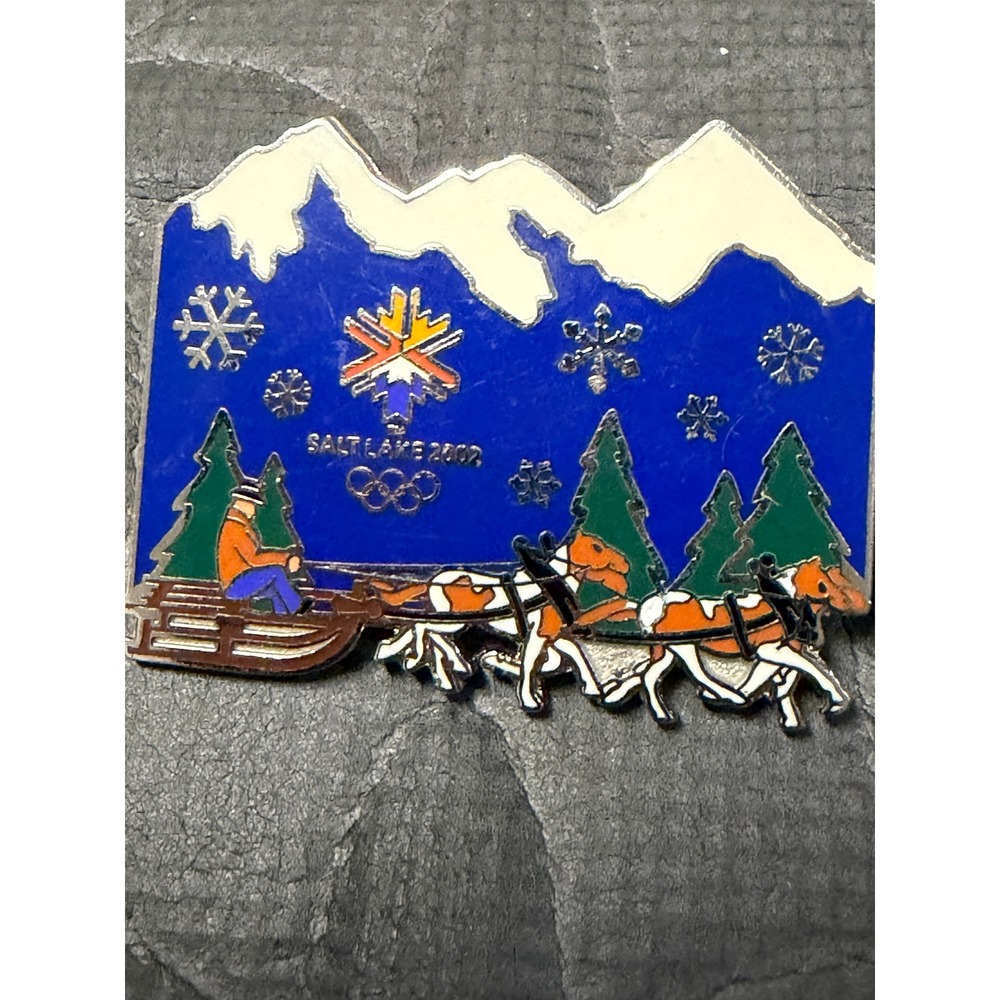 Aminco Salt Lake 2002 Winter Olympics Sleigh Pin Y2K Blue Limited Edition Brooch